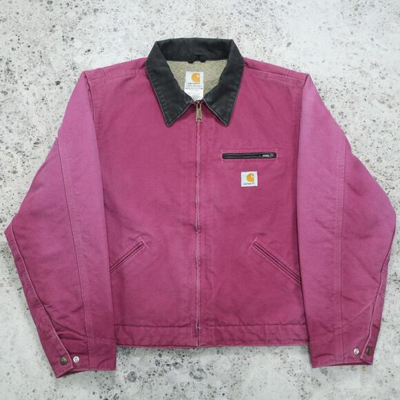 Vintage Carhartt WOMENS WJ097 RBY Ruby FADED Pink Detroit Jacket Size Medium - Picture 3 of 16